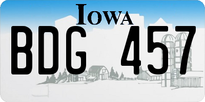 IA license plate BDG457