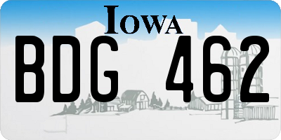 IA license plate BDG462
