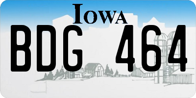 IA license plate BDG464