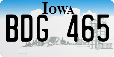 IA license plate BDG465