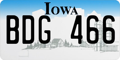 IA license plate BDG466