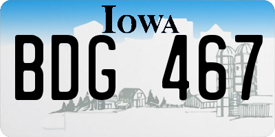 IA license plate BDG467