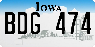 IA license plate BDG474
