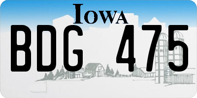IA license plate BDG475