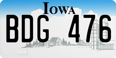 IA license plate BDG476