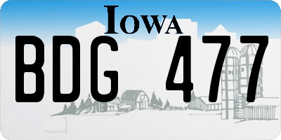 IA license plate BDG477