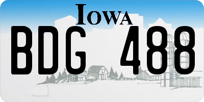 IA license plate BDG488