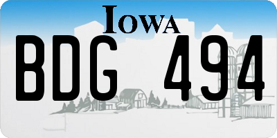 IA license plate BDG494