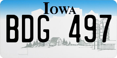 IA license plate BDG497