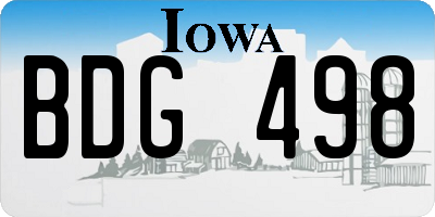 IA license plate BDG498