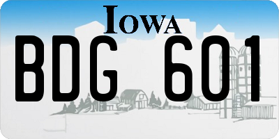 IA license plate BDG601