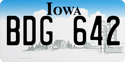 IA license plate BDG642
