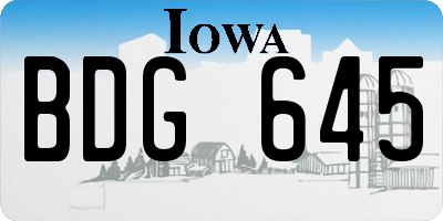IA license plate BDG645