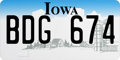 IA license plate BDG674