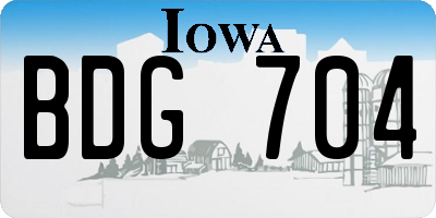 IA license plate BDG704