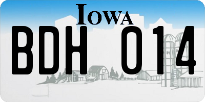 IA license plate BDH014