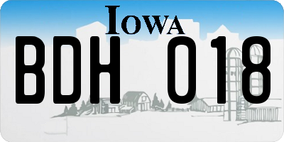IA license plate BDH018