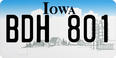 IA license plate BDH801