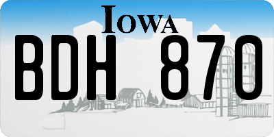 IA license plate BDH870