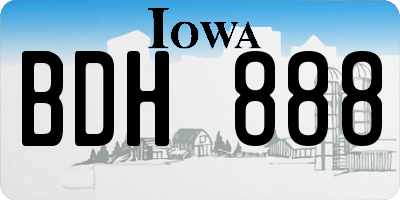 IA license plate BDH888