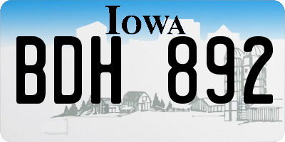 IA license plate BDH892
