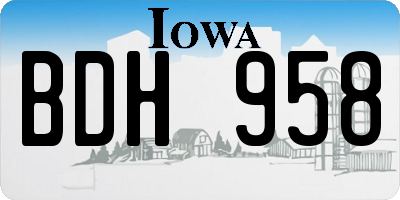 IA license plate BDH958