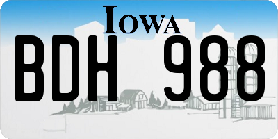 IA license plate BDH988