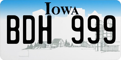 IA license plate BDH999