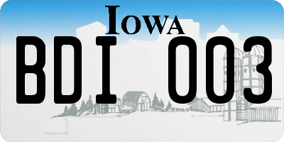 IA license plate BDI003
