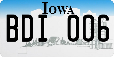 IA license plate BDI006