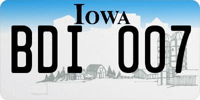 IA license plate BDI007