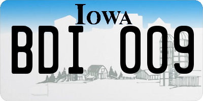 IA license plate BDI009