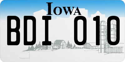 IA license plate BDI010