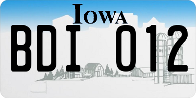 IA license plate BDI012