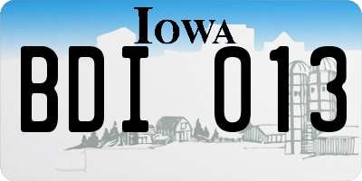 IA license plate BDI013