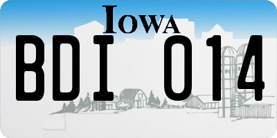 IA license plate BDI014