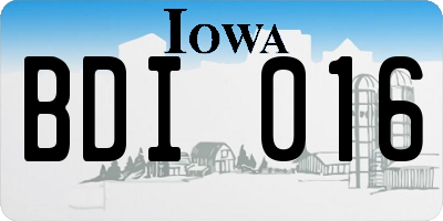 IA license plate BDI016