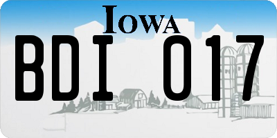 IA license plate BDI017