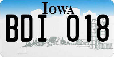 IA license plate BDI018