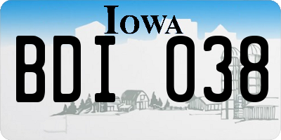 IA license plate BDI038