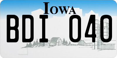 IA license plate BDI040