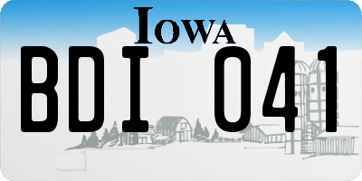 IA license plate BDI041