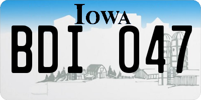 IA license plate BDI047