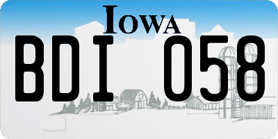 IA license plate BDI058