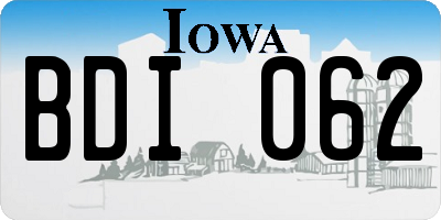 IA license plate BDI062
