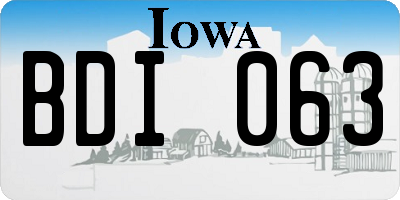 IA license plate BDI063