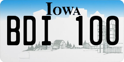 IA license plate BDI100