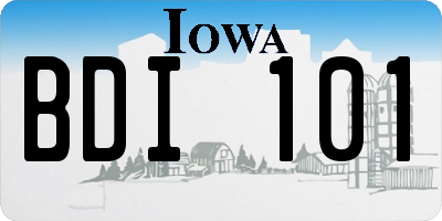IA license plate BDI101