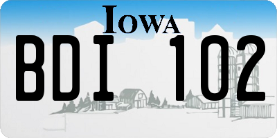 IA license plate BDI102