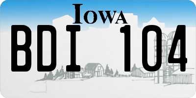 IA license plate BDI104